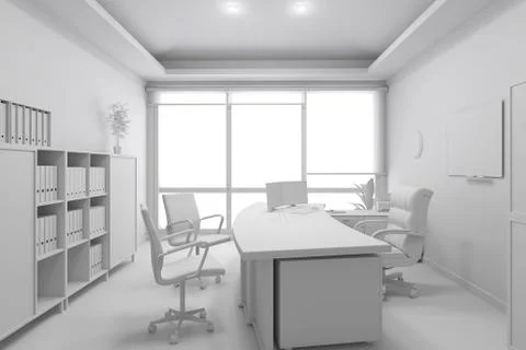 3D Interior rendering of an office Illustrazione stock