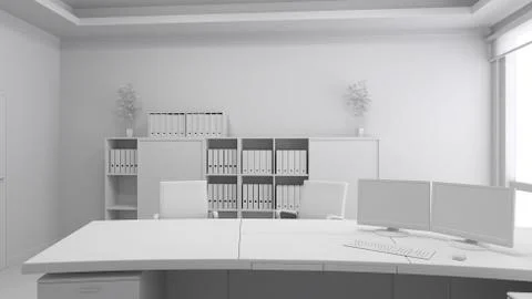3D Interior rendering of an office Illustrazione stock