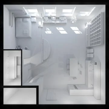 3D Interior rendering of a tiny loft イラスト素材