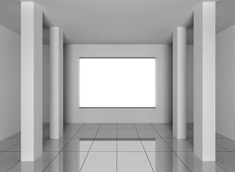3d interior in room with blank white background Stock Illustration