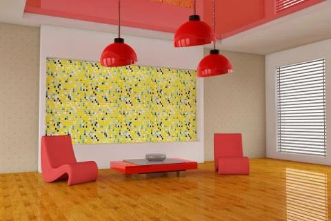 3d interior room Stock-Illustration