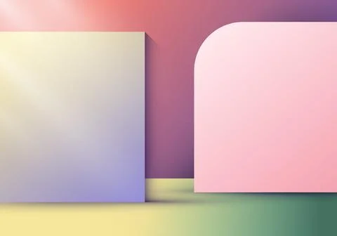 3D Interior room with part partition or backdrop and lighting background Stock Illustration