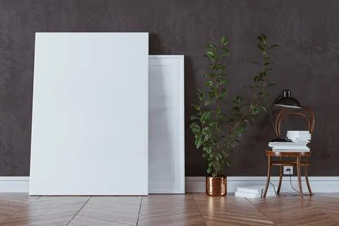 3d interior sewtup with blank white frames Stock Illustration