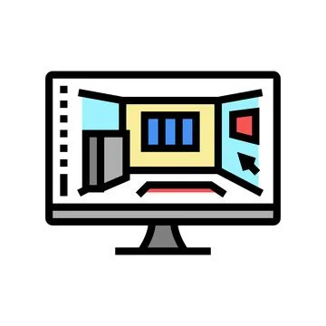 3d interior visualization color icon vector illustration Stock Illustration