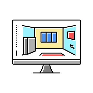3d interior visualization color icon vector illustration Stock Illustration