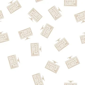 3d interior visualization glyph seamless pattern Illustrazione stock