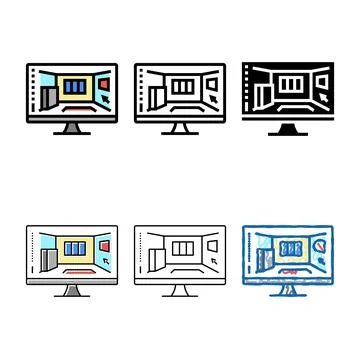 3d interior visualization looks color icon vector Stock Illustration