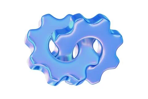 3D Interlocked Blue Gears Icon 스톡 일러스트