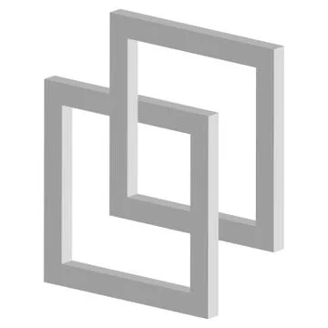 3d interlocking squares icon - Connected intersecting square frames Stock Illustration