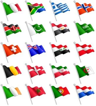 3D International Flags Set 2 Illustrazione stock
