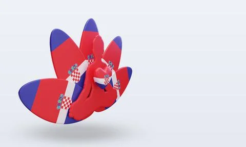 3d International yoga day Croatia flag rendering left view Stock Illustration