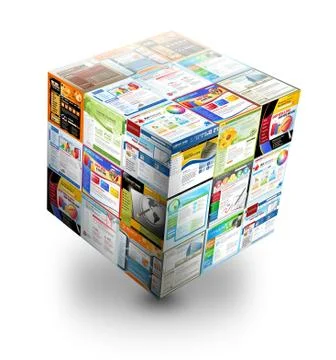 3d internet website box on white 스톡 일러스트