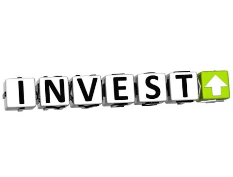 3d invest button click here block text Illustration