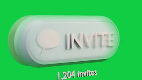 3D invite button floating on transparent backdrop, cursor clicking, flashing, Vídeos de archivo 339197903