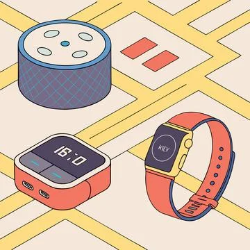 3D IoT Gadgets Pattern Vector: A Dynamic Display of Connected Devices Ilustración de archivo