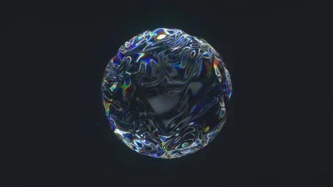 3D iridescent bubble on dark background. Stock Illustration