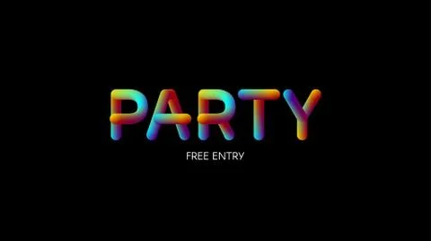 3d iridescent gradient Party sign. Stock Illustration