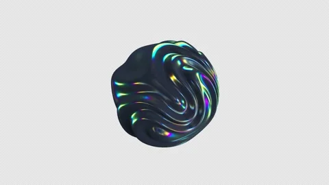 3D iridescent waving sphere. Smooth abstract liquid shape. Vibrant multicolor Stock Footage 150297043
