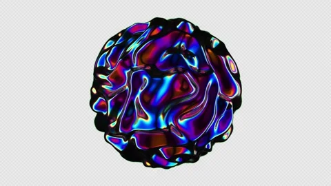 3d iridescent wavy sphere abstract animation loop Stock Footage 163157653