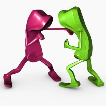 3D isolated character boxing competition concept phone telco attack aggresion Stock Illustration