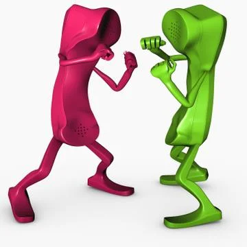 3D isolated character boxing pose competition concept phone telco rivalry Stock Illustration
