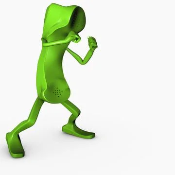 3D isolated character boxing pose competition concept phone telco attack Stock Illustration
