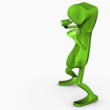 3D isolated character boxing pose competition concept phone telecommunication Stock Illustration