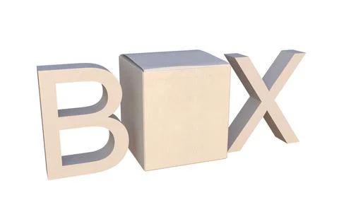 3D Isolated Creative Box or Word BOX on White Background. Stock Illustration