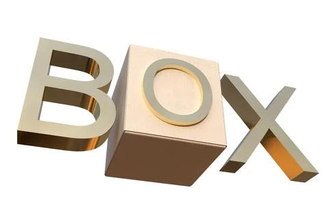 3D Isolated Creative Box or Word BOX on White Background. Stock Illustration