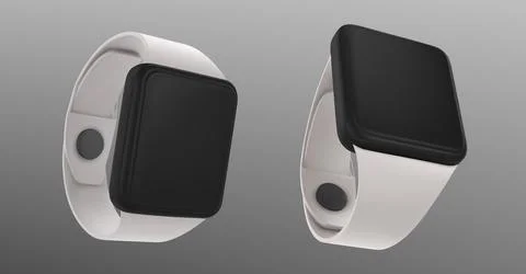 3d isolated electronic smart watch with sport band 库存插图
