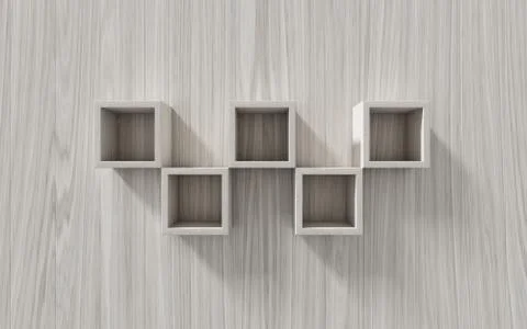 3d isolated Empty shelf for exhibit on wood background Stock Illustration