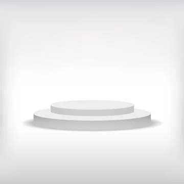 3d isolated Empty white podium on gray background. Vector illustration. Illustrazione stock