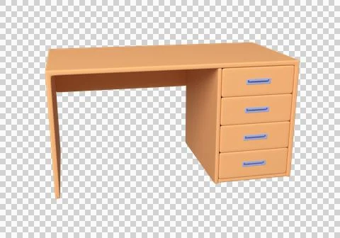 3d isolated office desk. Empty rectangular table with drawers Stock Illustration