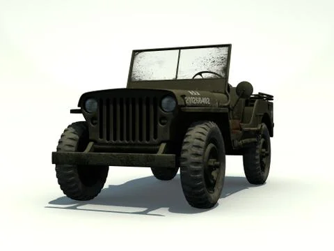 3d isolated willys jeep Stock Illustration