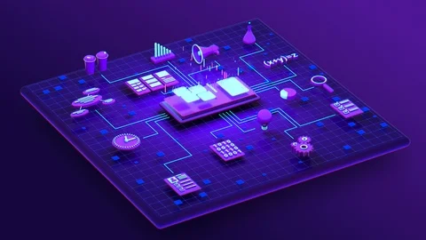 3d Isometric Apps Development Looped Animation Stock Footage 106474826