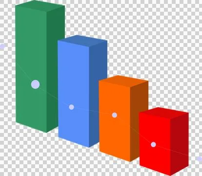 3D isometric bar chart with trend line performance graph イラスト素材