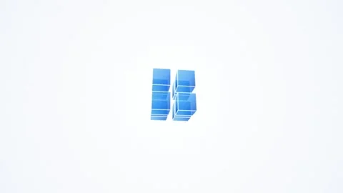 3D Isometric Blue Glass Cubes Assembling Grid Network on Bright White Video stock 342300339