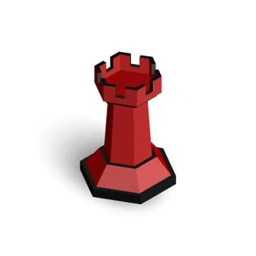 3D isometric chess rook. Stock Illustration