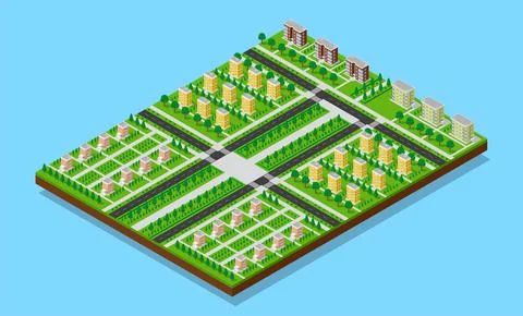 3D isometric city Stock Illustration