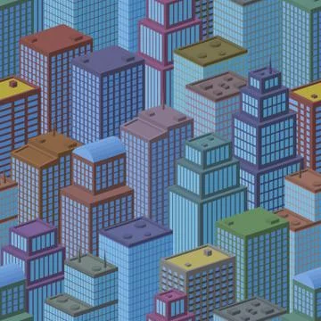 3D Isometric City, Seamless Background Stock Illustration