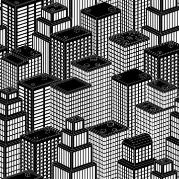 3D Isometric City, Seamless Background Stock Illustration