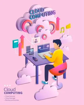 3d isometric cloud computing Illustrazione stock