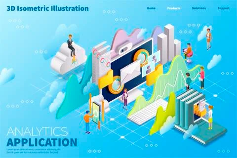 3d isometric cloud computing Stock Illustration