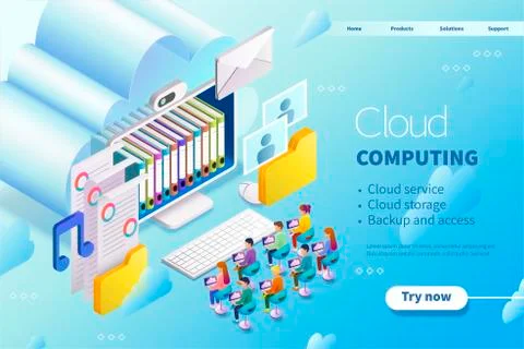 3d isometric cloud computing Stock Illustration