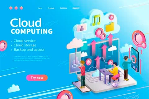 3d isometric cloud computing Stock Illustration