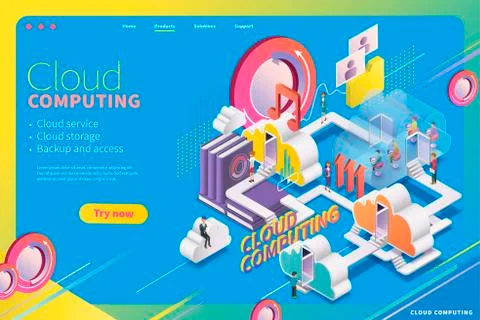 3d isometric cloud computing Stock Illustration