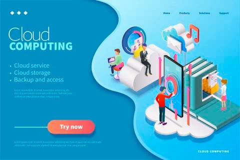 3d isometric cloud computing Stock Illustration