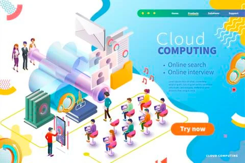 3d isometric cloud computing Stock Illustration