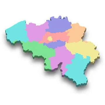 3d isometric colored map of Belgium Illustrazione stock