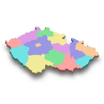 3d isometric colored map of Czech Republic Stock Illustration